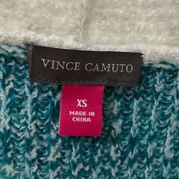 Vince Camuto Cardigan Button Sweater Size XS Teal Blue Green Knit Striped Soft - Picture 6 of 8